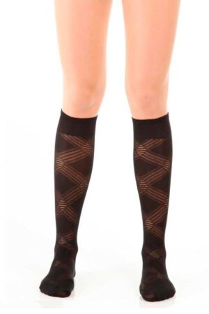 Siyah Desenli İnce Dizaltı Kadın Çorabı 3000088