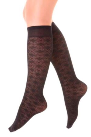 Siyah Desenli İnce Dizaltı Kadın Çorabı 3000091